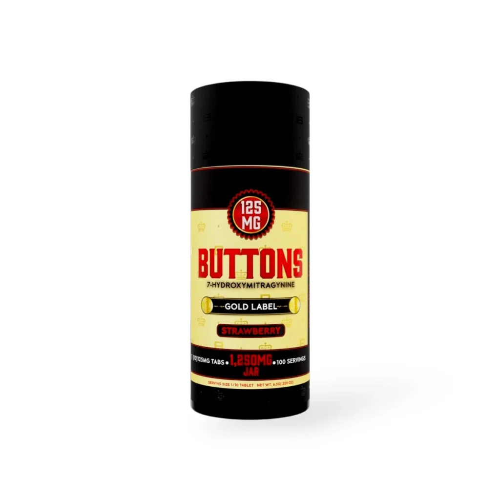 buttons gold label 7 hydroxymitragynine chewable tablets strawberry 125mg per tablet 15 count 70819