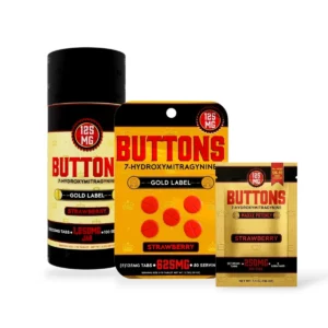 buttons gold label 7 hydroxymitragynine chewable tablets strawberry 125mg per tablet set 73376